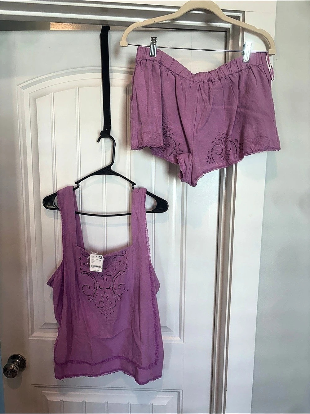 Free People True Charm Embroidered Short Set Purple Small
